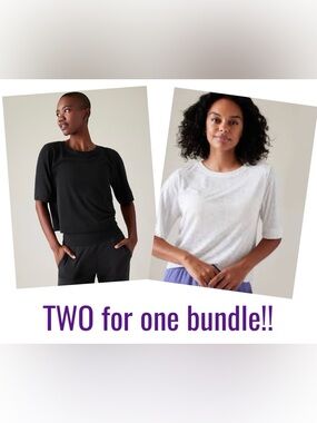 NWT Athleta Breezy Serene Tee Bundle- Black & White